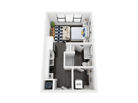 Floor plan for studio, 1 bath, 412 sqft
